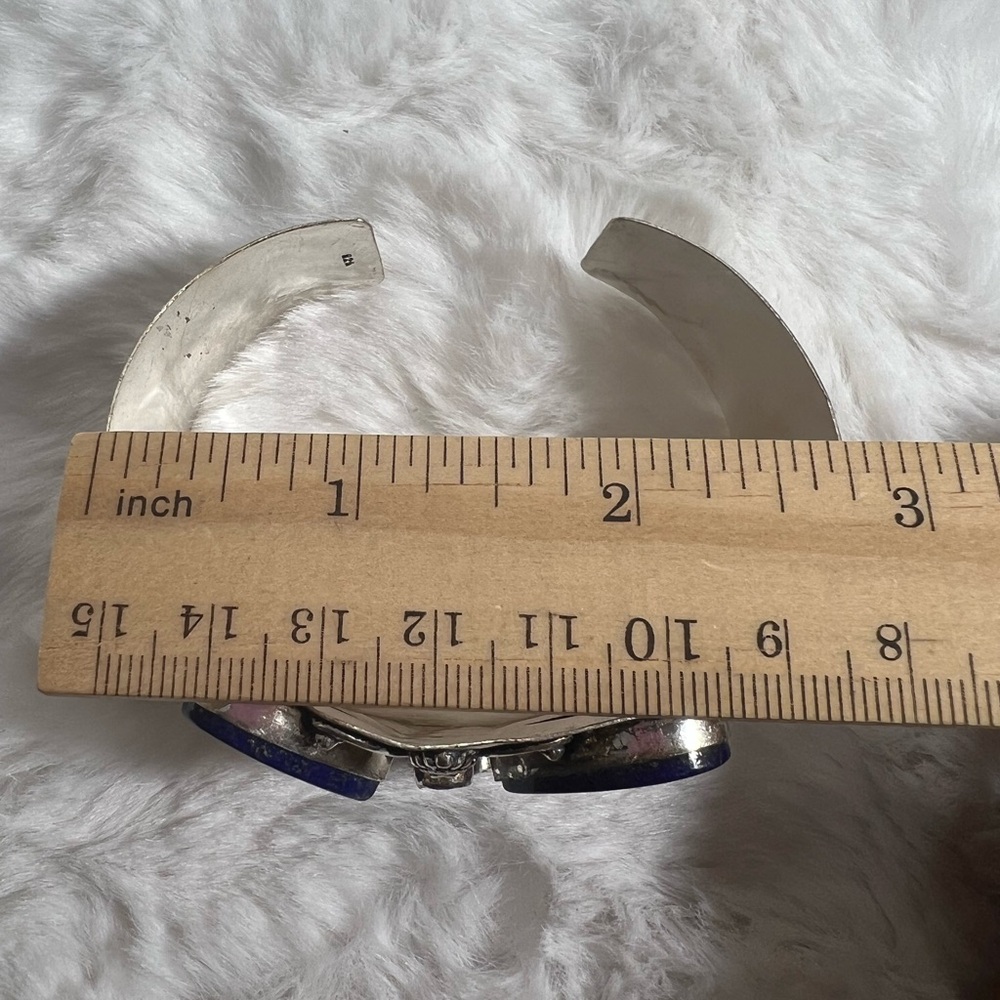 Vintage Style 925 Lapis Gemstone Bangle Bracelet - Picture 4 of 5